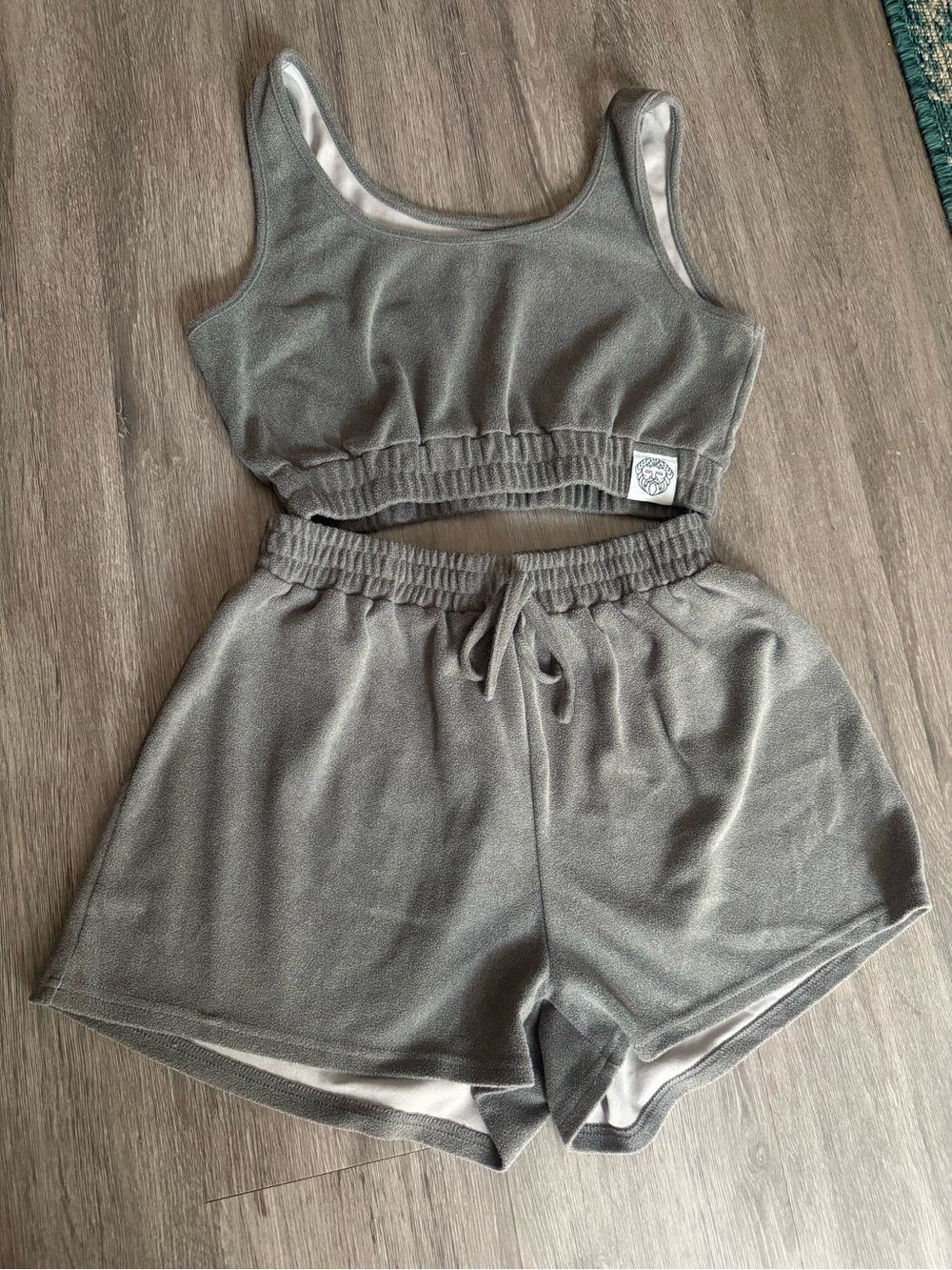 Gray Women's Cozy Lounge Pajama Set - Sports Bra & Shorts Microfiber Soft Lounge